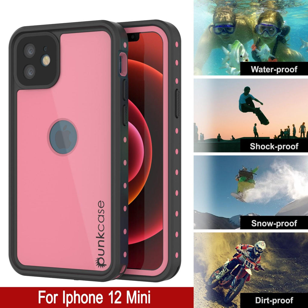 iPhone 12 Mini Waterproof IP68 Case, Punkcase [Pink] [StudStar Series] [Slim Fit] [Dirtproof] (Color in image: Purple)