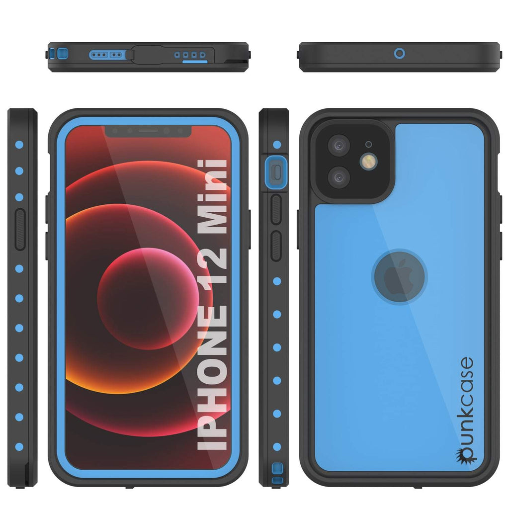 iPhone 12 Mini Waterproof IP68 Case, Punkcase [Light blue] [StudStar Series] [Slim Fit] [Dirtproof] (Color in image: Clear)