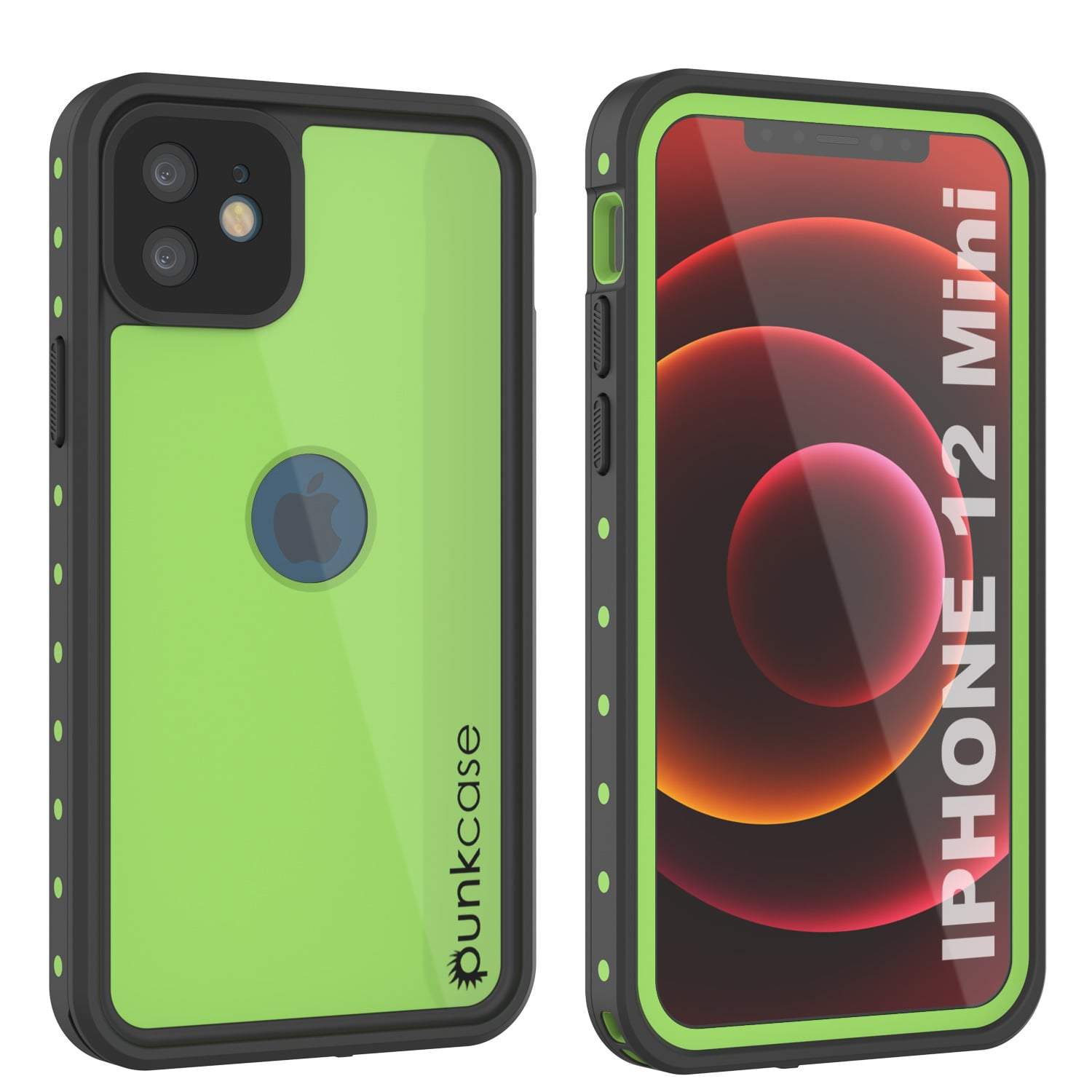 iPhone 12 Mini Waterproof IP68 Case, Punkcase [Light green] [StudStar Series] [Slim Fit] [Dirtproof] (Color in image: Light Green)