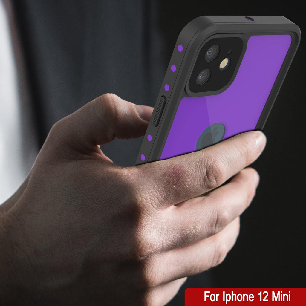 iPhone 12 Mini Waterproof IP68 Case, Punkcase [Purple] [StudStar Series] [Slim Fit] [Dirtproof] (Color in image: Teal)