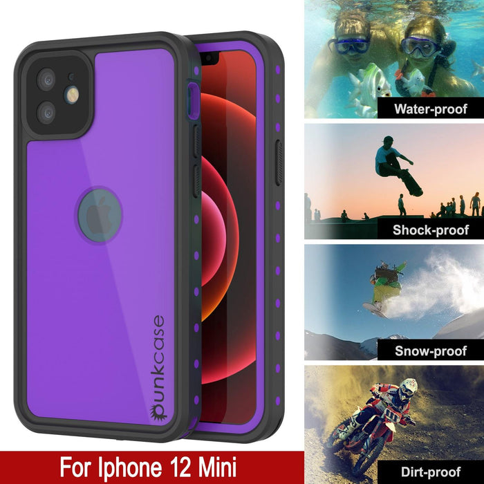 iPhone 12 Mini Waterproof IP68 Case, Punkcase [Purple] [StudStar Series] [Slim Fit] [Dirtproof] (Color in image: Light Green)