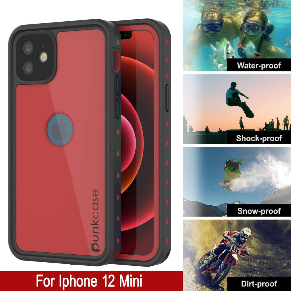 iPhone 12 Mini Waterproof IP68 Case, Punkcase [Red] [StudStar Series] [Slim Fit] (Color in image: Purple)