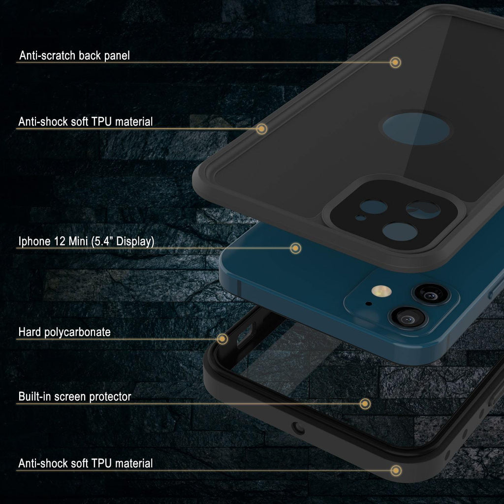 iPhone 12 Mini Waterproof IP68 Case, Punkcase [Black] [StudStar Series] [Slim Fit] (Color in image: Light Green)