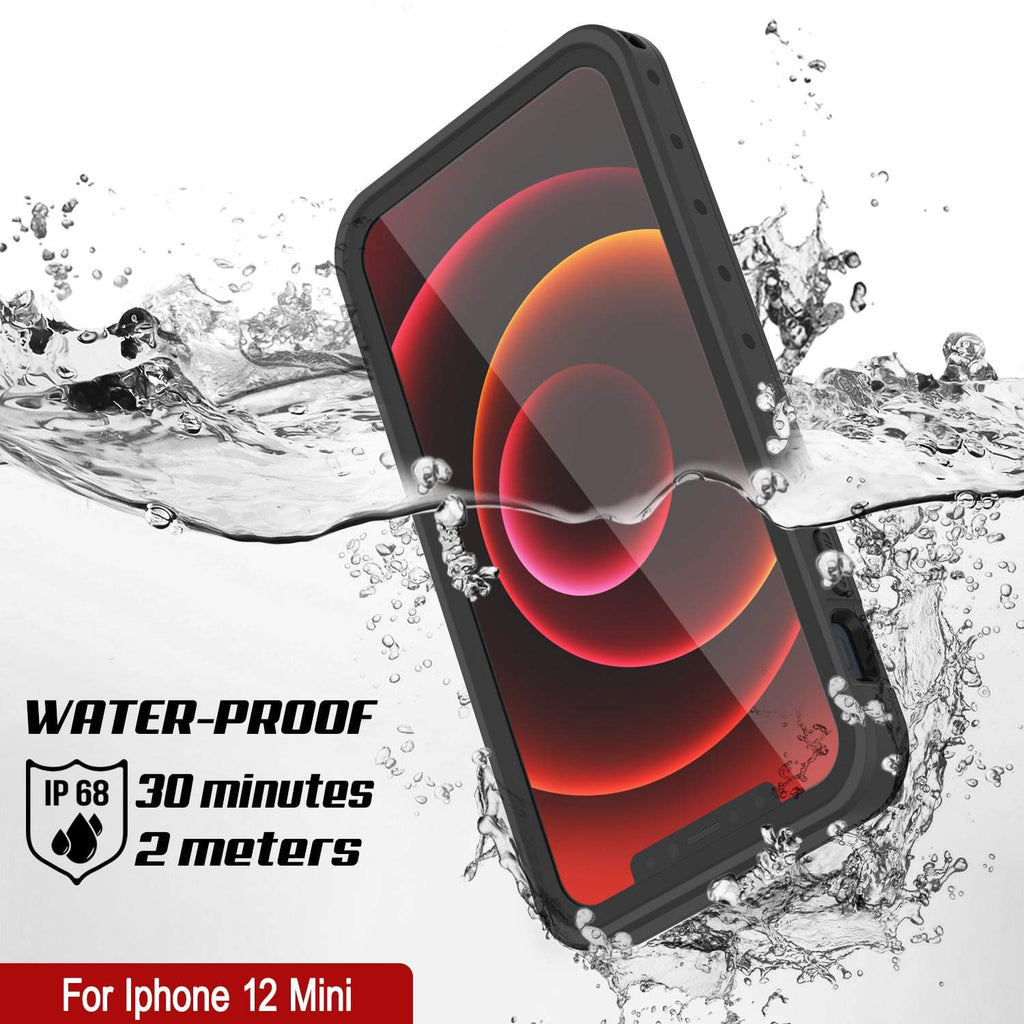 iPhone 12 Mini Waterproof IP68 Case, Punkcase [Black] [StudStar Series] [Slim Fit] (Color in image: White)