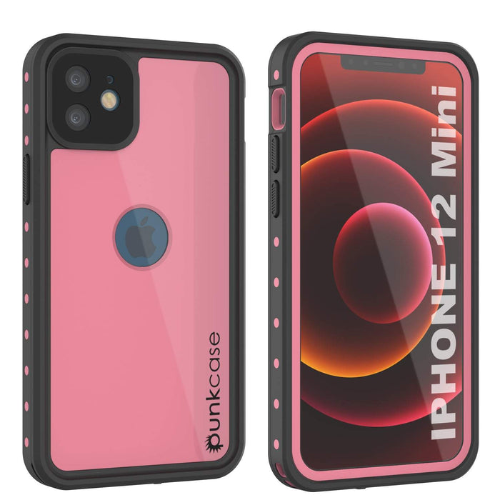 iPhone 12 Mini Waterproof IP68 Case, Punkcase [Pink] [StudStar Series] [Slim Fit] [Dirtproof] (Color in image: Pink)