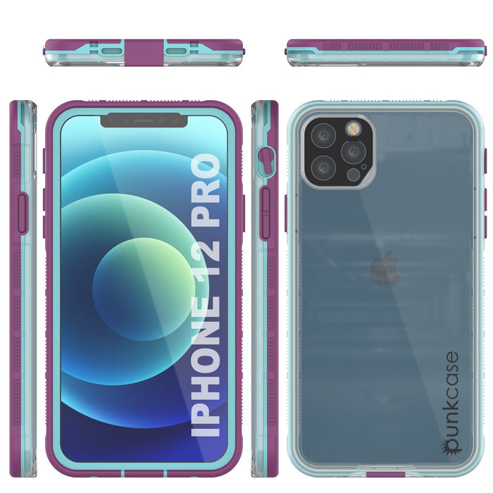 Punkcase iPhone 13 Pro Waterproof Case [Aqua Series] Armor Cover [Clear Blue] [Clear Back] (Color in image: Clear Teal)
