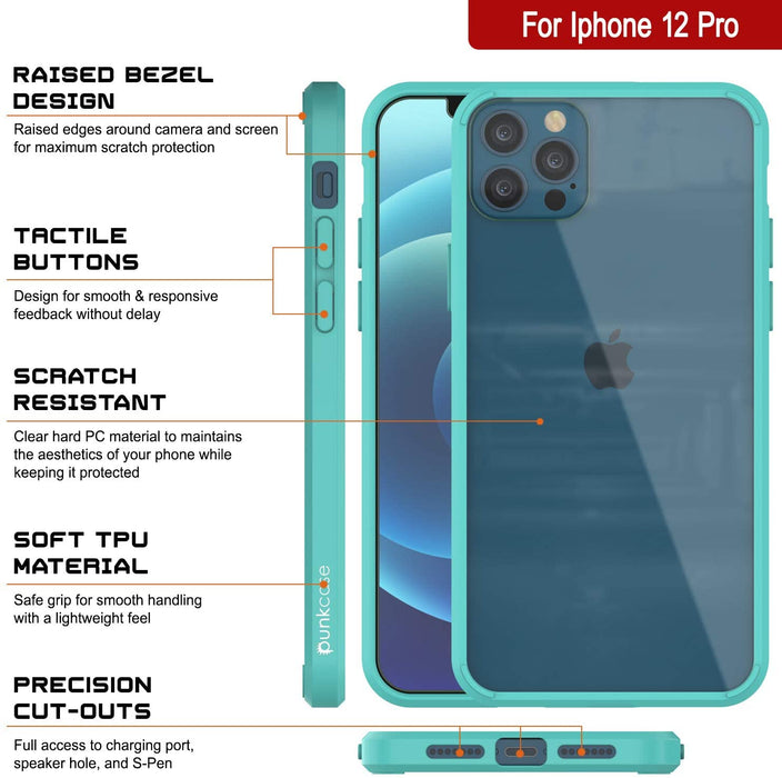 iPhone 12 Pro Case Punkcase® LUCID 2.0 Teal Series w/ PUNK SHIELD Screen Protector | Ultra Fit (Color in image: black)