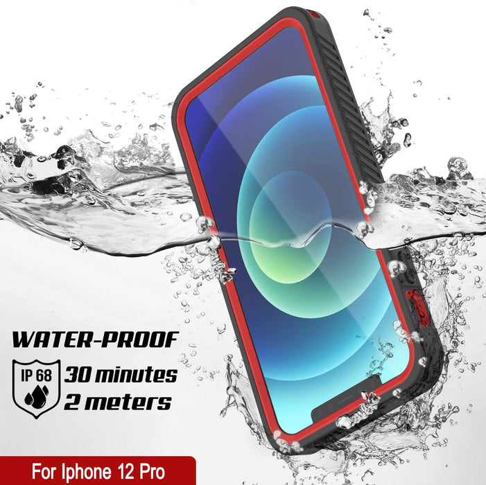 iPhone 12 Pro Waterproof Case, Punkcase [Extreme Series] Armor Cover W/ Built In Screen Protector [Red] (Color in image: Pink)