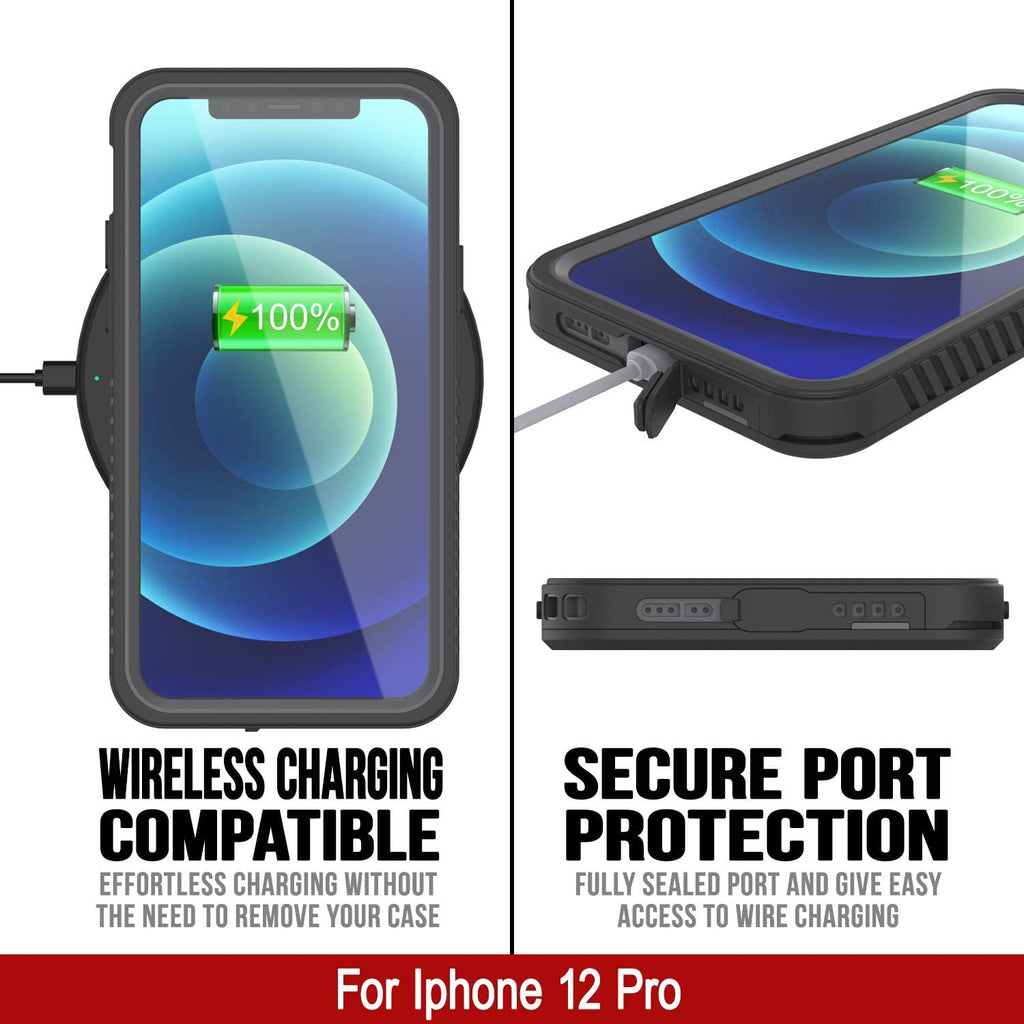 iPhone 12 Pro Waterproof Case, Punkcase [Extreme Series] Armor Cover W/ Built In Screen Protector [Black] (Color in image: Light Green)