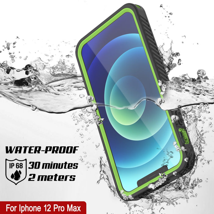 iPhone 12 Pro Max Waterproof Case, Punkcase [Extreme Series] Armor Cover W/ Built In Screen Protector [Light Green] (Color in image: Pink)