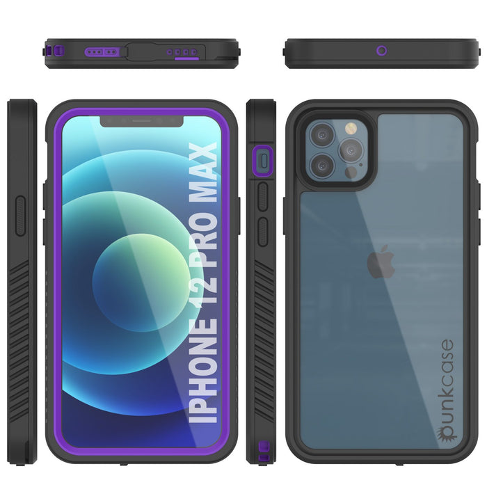 iPhone 12 Pro Max Waterproof Case, Punkcase [Extreme Series] Armor Cover W/ Built In Screen Protector [Purple] (Color in image: Light Green)