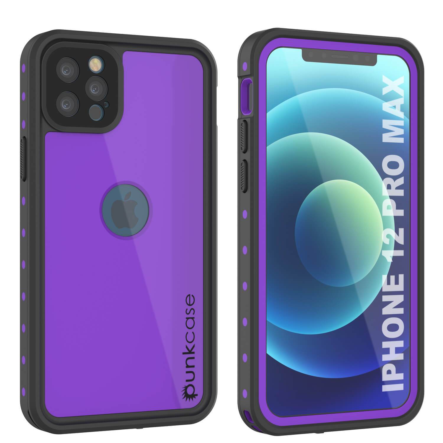 iPhone 12 Pro Max Waterproof IP68 Case, Punkcase [Purple] [StudStar Series] [Slim Fit] [Dirtproof] (Color in image: Purple)