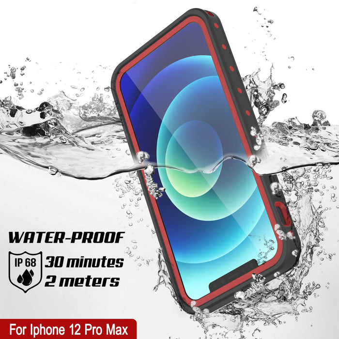 iPhone 12 Pro Max Waterproof IP68 Case, Punkcase [Red] [StudStar Series] [Slim Fit] (Color in image: White)