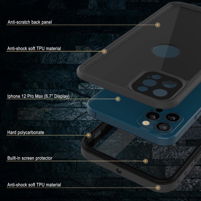 iPhone 12 Pro Max Waterproof IP68 Case, Punkcase [Black] [StudStar Series] [Slim Fit] (Color in image: Light Green)