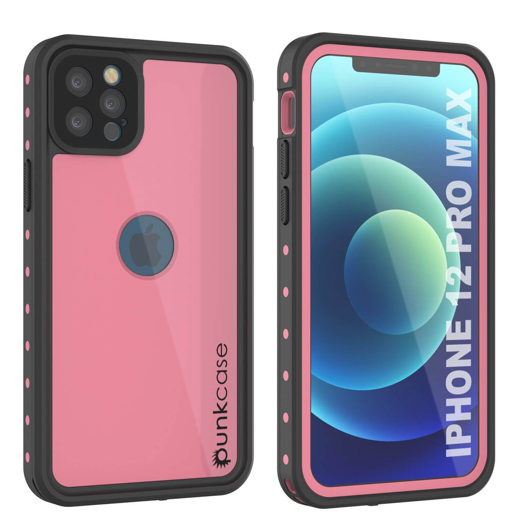 iPhone 12 Pro Max Waterproof IP68 Case, Punkcase [Pink] [StudStar Series] [Slim Fit] [Dirtproof] (Color in image: Pink)
