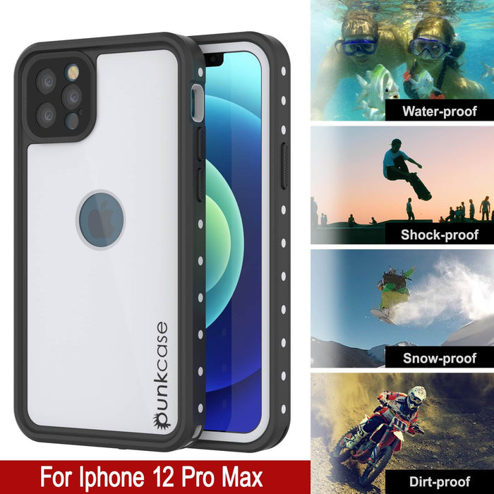 iPhone 12 Pro Max Waterproof IP68 Case, Punkcase [White] [StudStar Series] [Slim Fit] [Dirtproof] (Color in image: Red)
