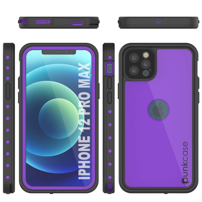 iPhone 12 Pro Max Waterproof IP68 Case, Punkcase [Purple] [StudStar Series] [Slim Fit] [Dirtproof] (Color in image: Pink)