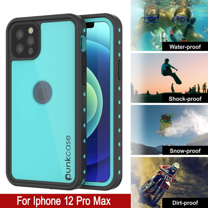 iPhone 12 Pro Max Waterproof IP68 Case, Punkcase [Teal] [StudStar Series] [Slim Fit] (Color in image: Purple)