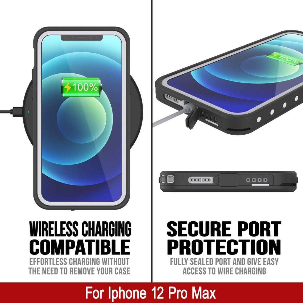 iPhone 12 Pro Max Waterproof IP68 Case, Punkcase [White] [StudStar Series] [Slim Fit] [Dirtproof] (Color in image: Purple)