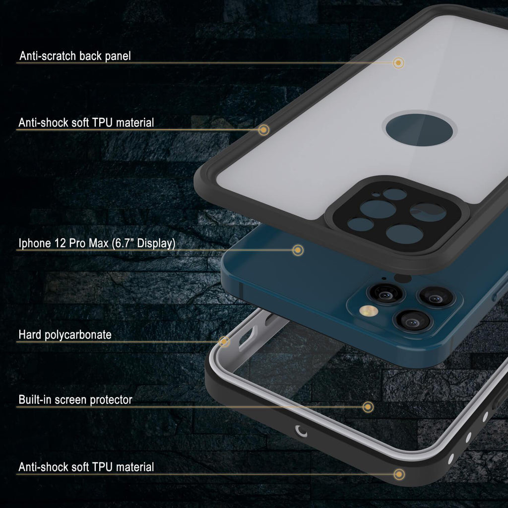 iPhone 12 Pro Max Waterproof IP68 Case, Punkcase [White] [StudStar Series] [Slim Fit] [Dirtproof] (Color in image: Light Green)