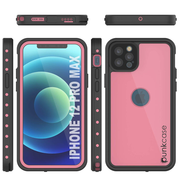 iPhone 12 Pro Max Waterproof IP68 Case, Punkcase [Pink] [StudStar Series] [Slim Fit] [Dirtproof] (Color in image: White)