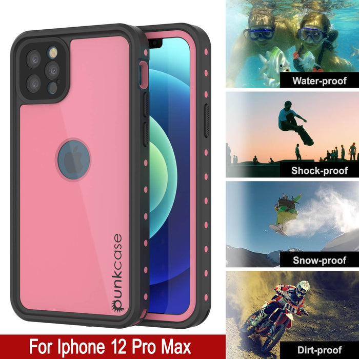 iPhone 12 Pro Max Waterproof IP68 Case, Punkcase [Pink] [StudStar Series] [Slim Fit] [Dirtproof] (Color in image: Purple)