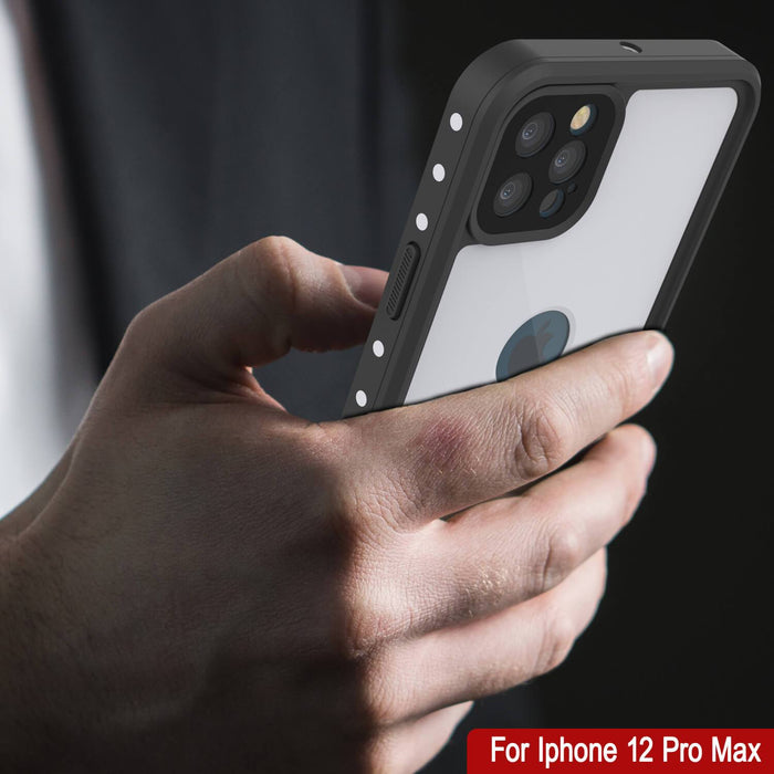 iPhone 12 Pro Max Waterproof IP68 Case, Punkcase [White] [StudStar Series] [Slim Fit] [Dirtproof] (Color in image: Light Blue)