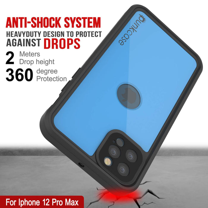 iPhone 12 Pro Max Waterproof IP68 Case, Punkcase [Light blue] [StudStar Series] [Slim Fit] [Dirtproof] (Color in image: Purple)