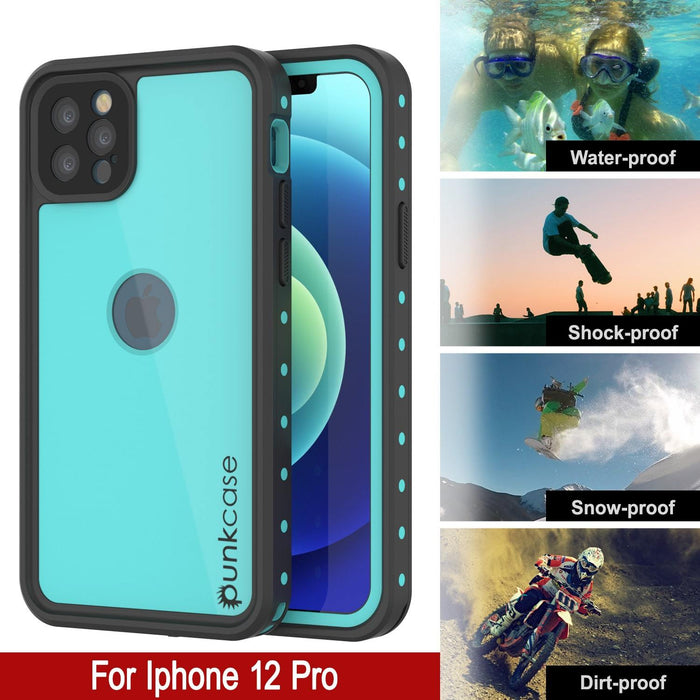 iPhone 12 Pro Waterproof IP68 Case, Punkcase [Teal] [StudStar Series] [Slim Fit] (Color in image: Purple)