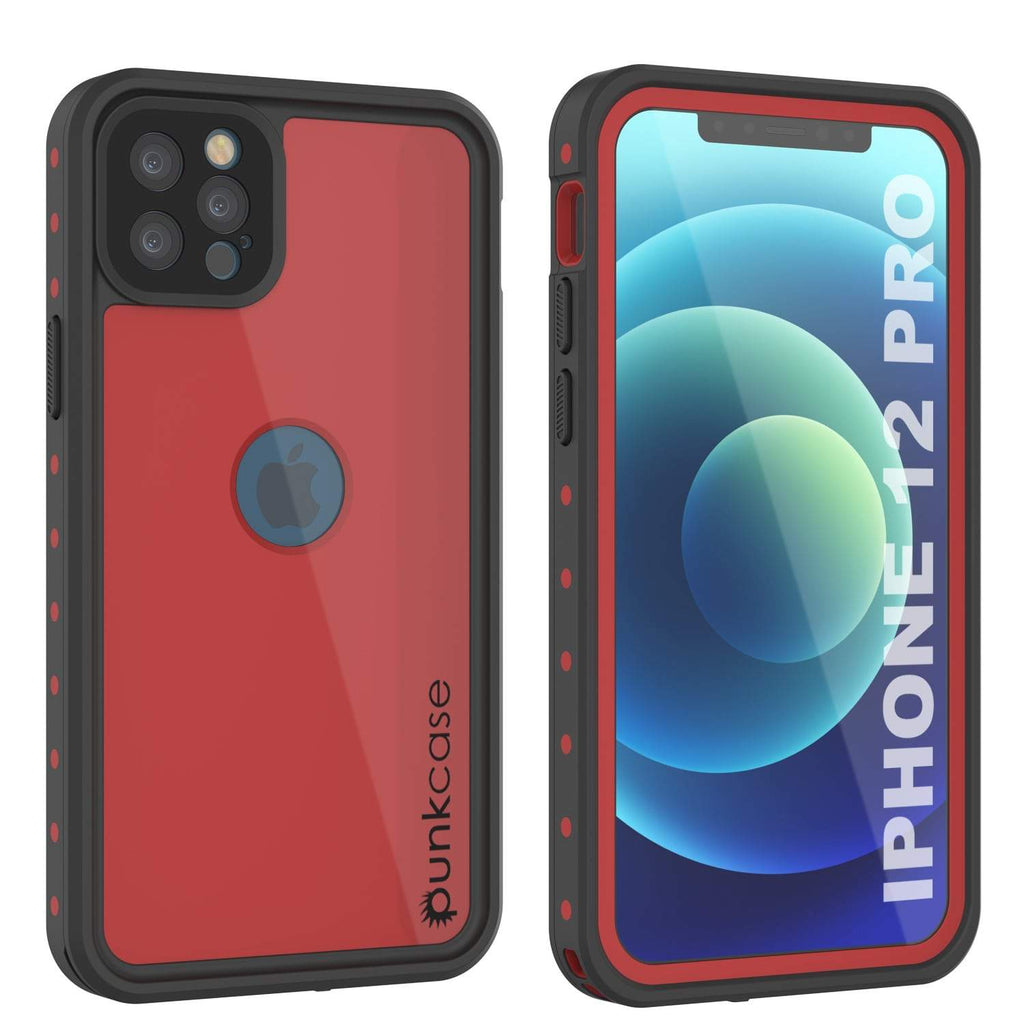 iPhone 12 Pro Waterproof IP68 Case, Punkcase [Red] [StudStar Series] [Slim Fit] (Color in image: Red)