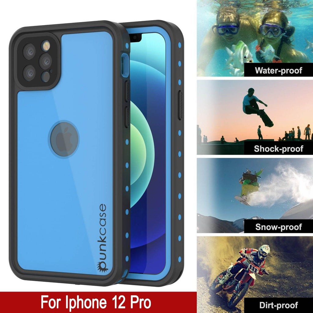 iPhone 12 Pro Waterproof IP68 Case, Punkcase [Light blue] [StudStar Series] [Slim Fit] [Dirtproof] (Color in image: Red)