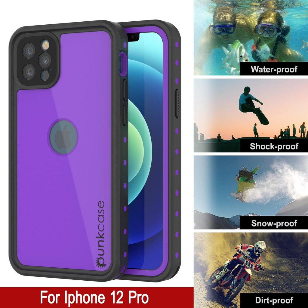 iPhone 12 Pro Waterproof IP68 Case, Punkcase [Purple] [StudStar Series] [Slim Fit] [Dirtproof] (Color in image: Light Green)