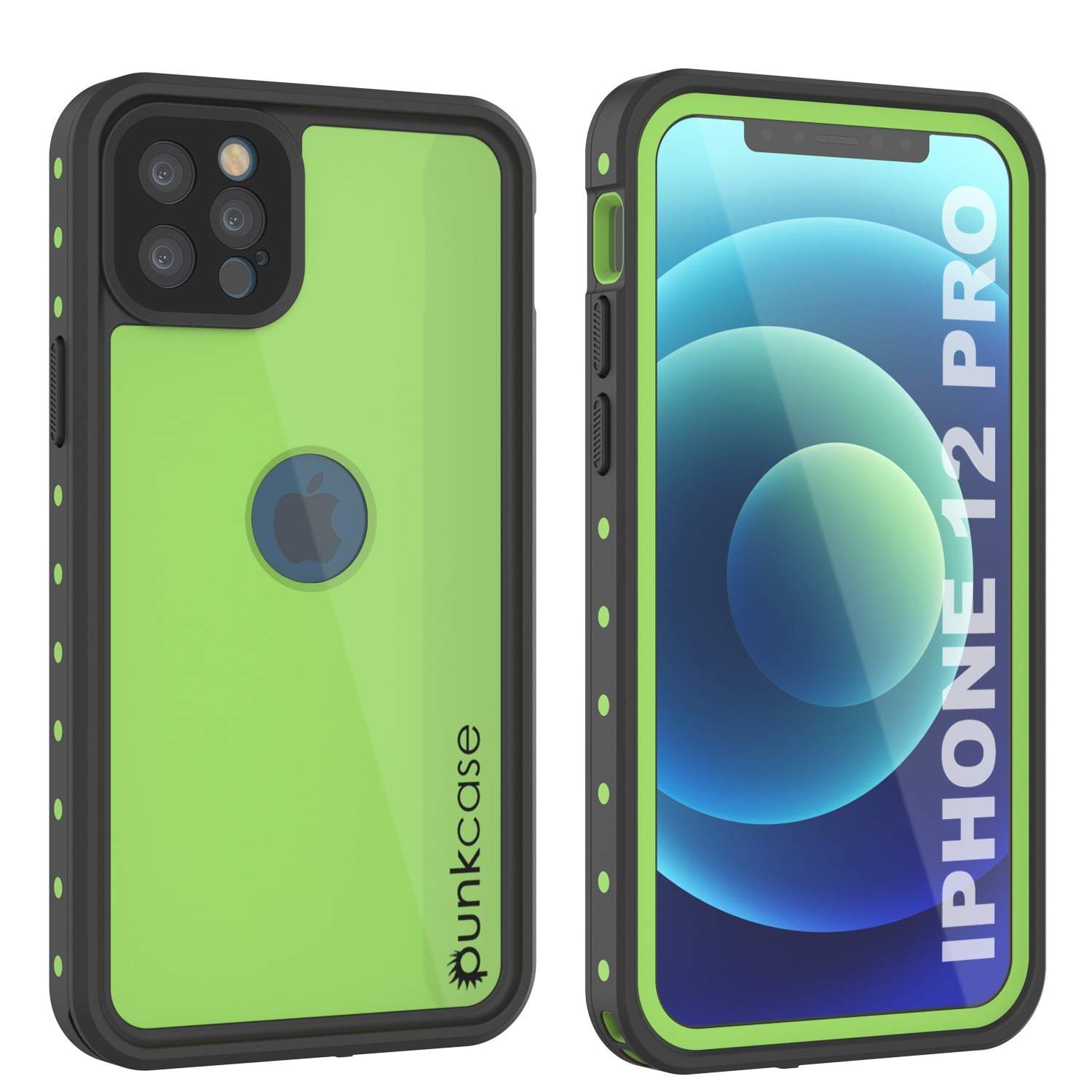 iPhone 12 Pro Waterproof IP68 Case, Punkcase [Light green] [StudStar Series] [Slim Fit] [Dirtproof] (Color in image: Light Green)