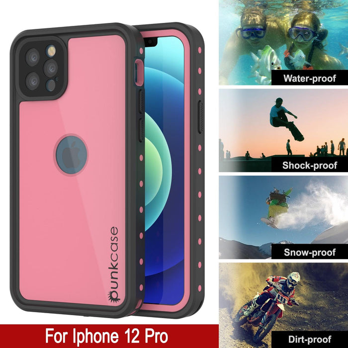 iPhone 12 Pro Waterproof IP68 Case, Punkcase [Pink] [StudStar Series] [Slim Fit] [Dirtproof] (Color in image: Purple)