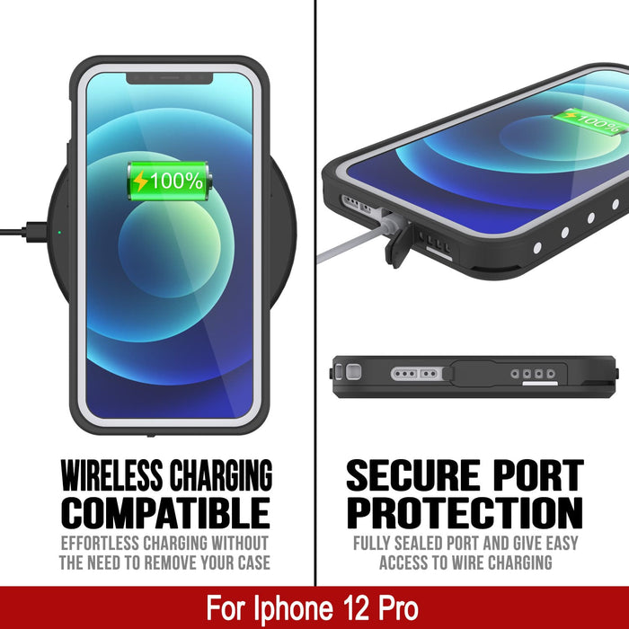 iPhone 12 Pro Waterproof IP68 Case, Punkcase [White] [StudStar Series] [Slim Fit] [Dirtproof] (Color in image: Purple)