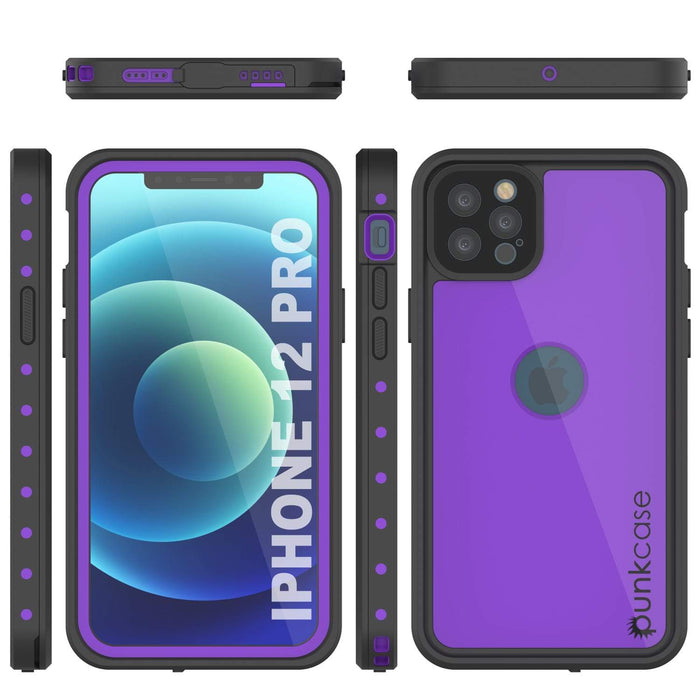 iPhone 12 Pro Waterproof IP68 Case, Punkcase [Purple] [StudStar Series] [Slim Fit] [Dirtproof] (Color in image: Pink)