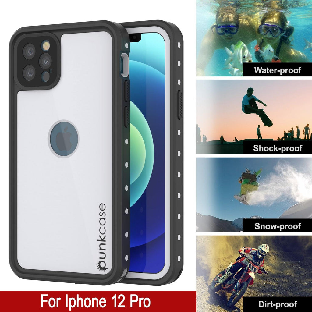 iPhone 12 Pro Waterproof IP68 Case, Punkcase [White] [StudStar Series] [Slim Fit] [Dirtproof] (Color in image: Red)