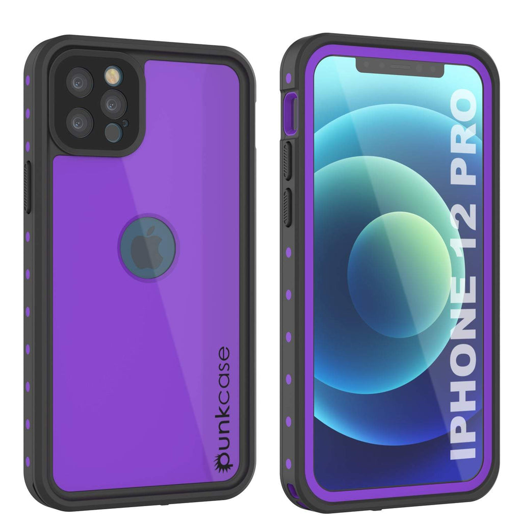iPhone 12 Pro Waterproof IP68 Case, Punkcase [Purple] [StudStar Series] [Slim Fit] [Dirtproof] (Color in image: Purple)