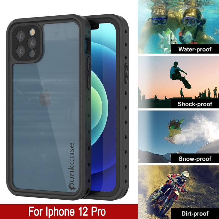 iPhone 12 Pro Waterproof IP68 Case, Punkcase [Clear] [StudStar Series] [Slim Fit] [Dirtproof] (Color in image: Light Blue)