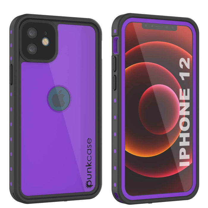 iPhone 12 Waterproof IP68 Case, Punkcase [Purple] [StudStar Series] [Slim Fit] [Dirtproof] (Color in image: Purple)