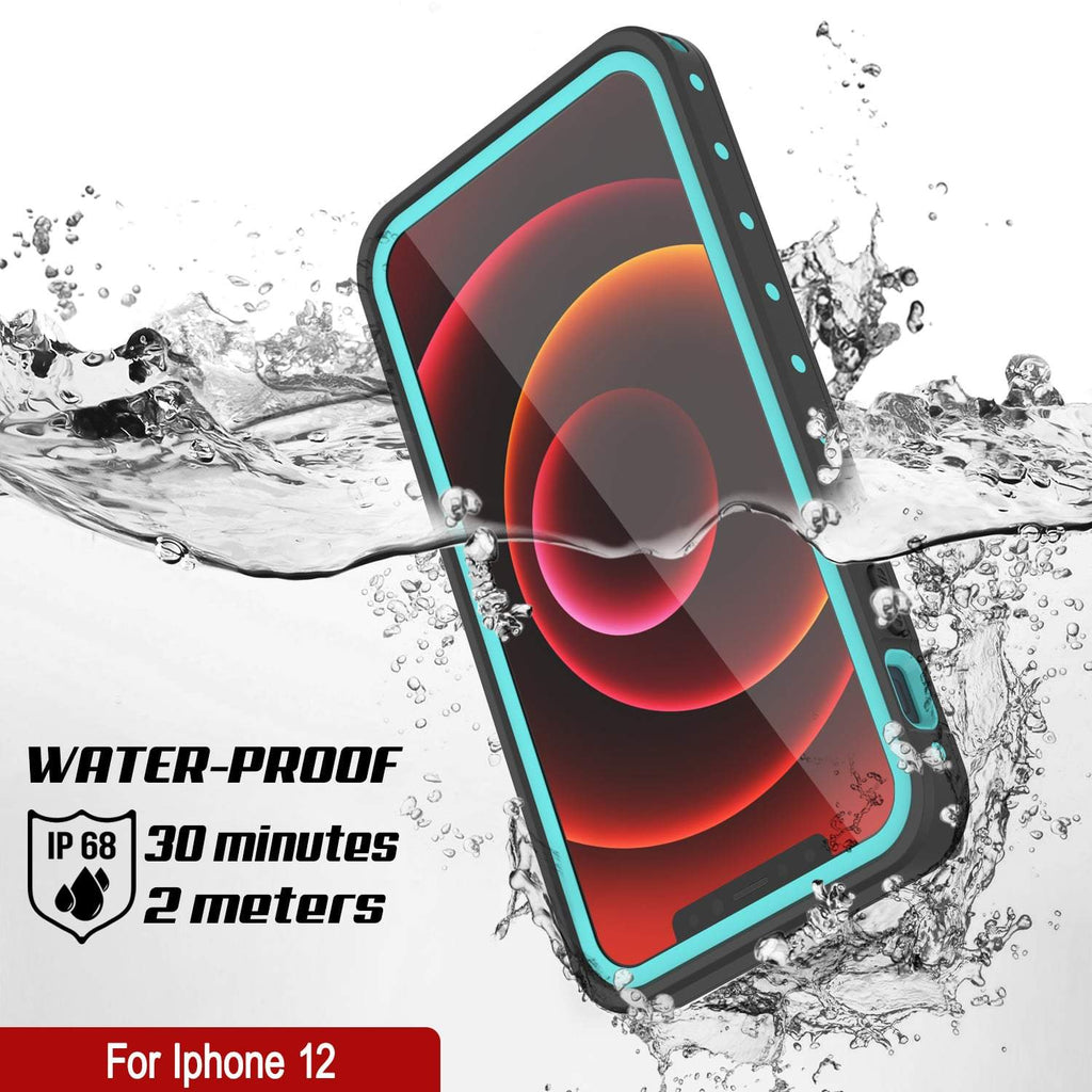 iPhone 12 Waterproof IP68 Case, Punkcase [Teal] [StudStar Series] [Slim Fit] (Color in image: Red)