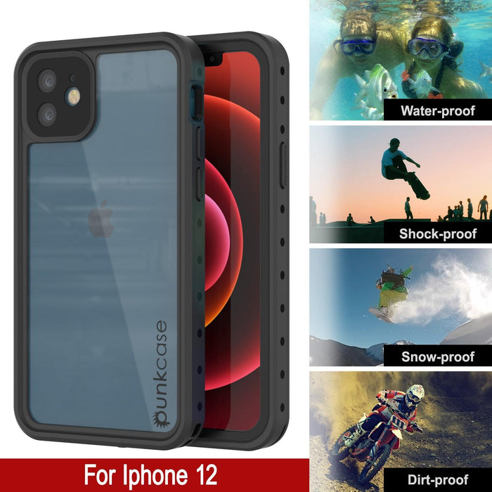 iPhone 12 Waterproof IP68 Case, Punkcase [Clear] [StudStar Series] [Slim Fit] [Dirtproof] (Color in image: Light Blue)