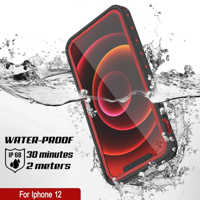 iPhone 12 Waterproof IP68 Case, Punkcase [Red] [StudStar Series] [Slim Fit] (Color in image: White)