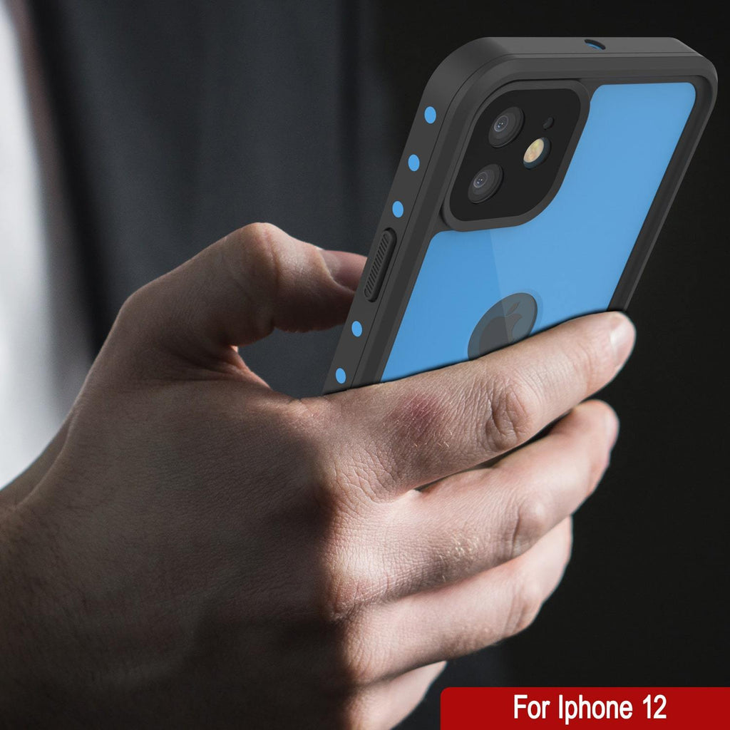 iPhone 12 Waterproof IP68 Case, Punkcase [Light blue] [StudStar Series] [Slim Fit] [Dirtproof] (Color in image: White)