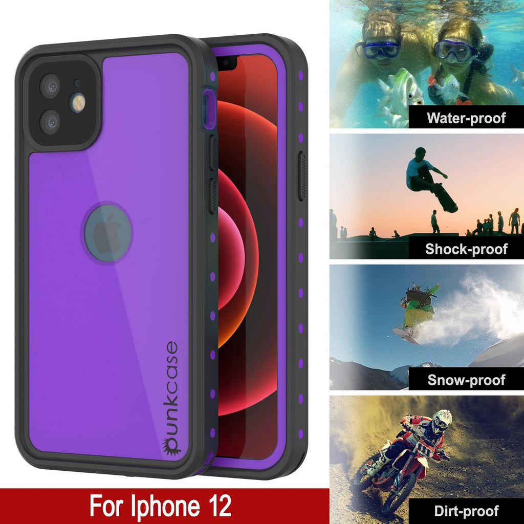 iPhone 12 Waterproof IP68 Case, Punkcase [Purple] [StudStar Series] [Slim Fit] [Dirtproof] (Color in image: Light Green)