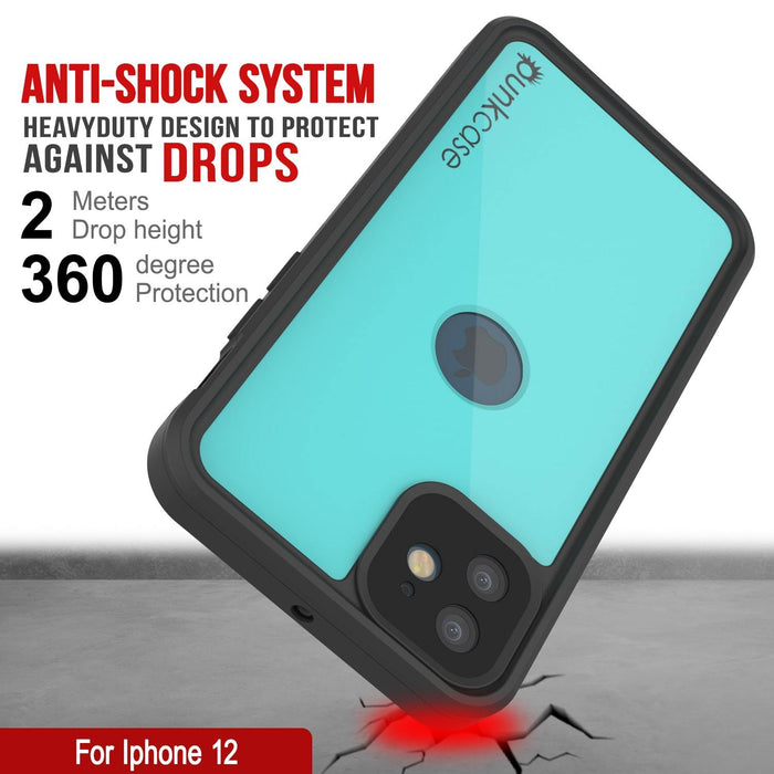 iPhone 12 Waterproof IP68 Case, Punkcase [Teal] [StudStar Series] [Slim Fit] (Color in image: White)