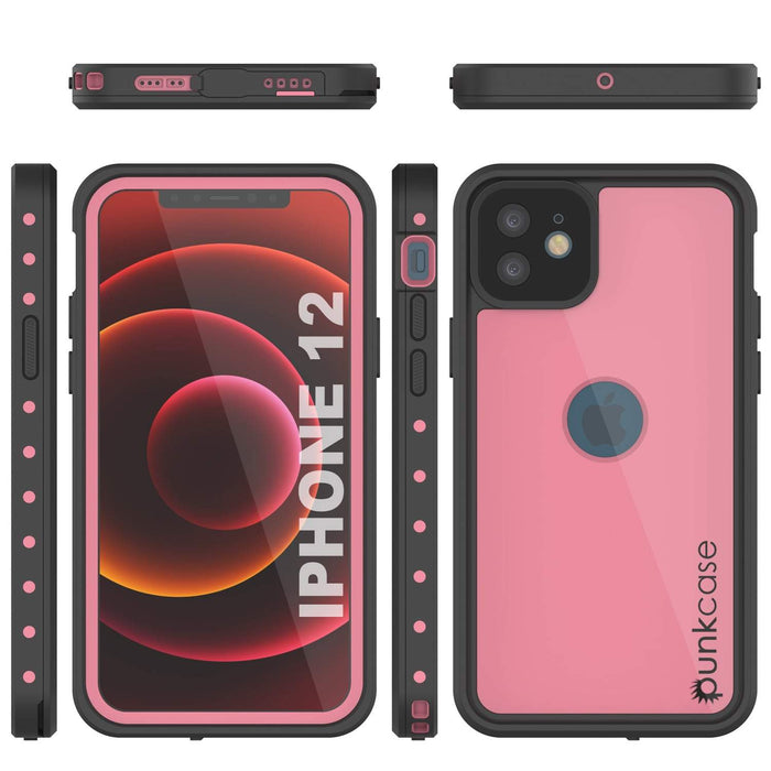 iPhone 12 Waterproof IP68 Case, Punkcase [Pink] [StudStar Series] [Slim Fit] [Dirtproof] (Color in image: White)