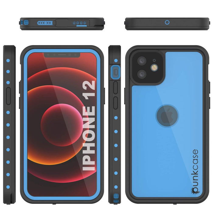 iPhone 12 Waterproof IP68 Case, Punkcase [Light blue] [StudStar Series] [Slim Fit] [Dirtproof] (Color in image: Red)