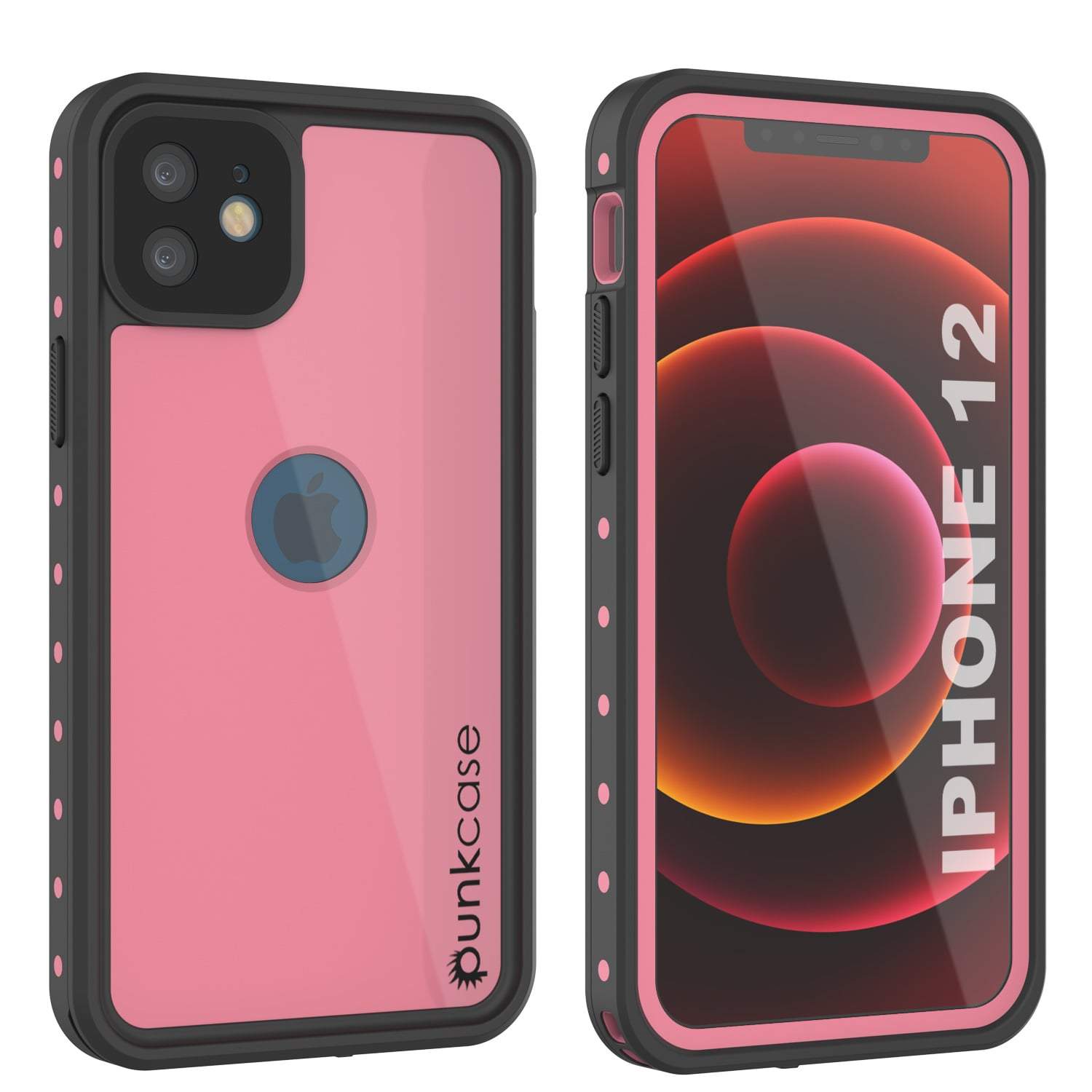 iPhone 12 Waterproof IP68 Case, Punkcase [Pink] [StudStar Series] [Slim Fit] [Dirtproof] (Color in image: Pink)