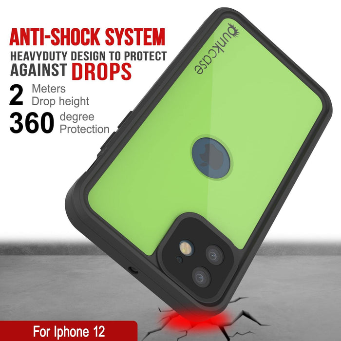 iPhone 12 Waterproof IP68 Case, Punkcase [Light green] [StudStar Series] [Slim Fit] [Dirtproof] (Color in image: Clear)